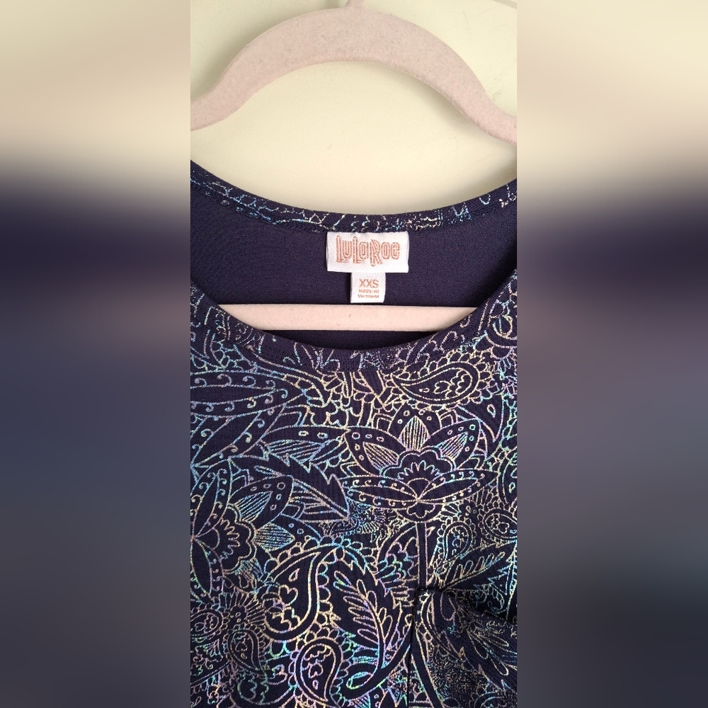 Lularoe metalic carly swing short sleeve mididress size xxs baggy colorfull - Picture 4 of 7